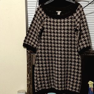 Jonathan Marcia Houndstooth Print Sweater Dress